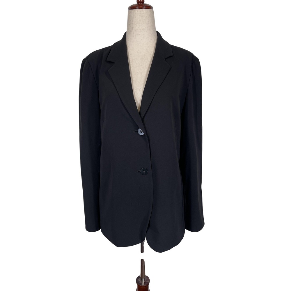 Talbots Blazer Womens 12P Petites Black Triacetate Lined Jacket Career Workwear